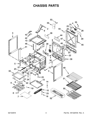 Chassis Parts Diagram and Parts List for KSEB900ESS3  Whirlpool Range