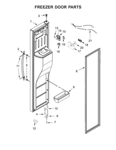 Freezer Door Parts Diagram and Parts List for WRS586FIEH00  Whirlpool Refrigerator