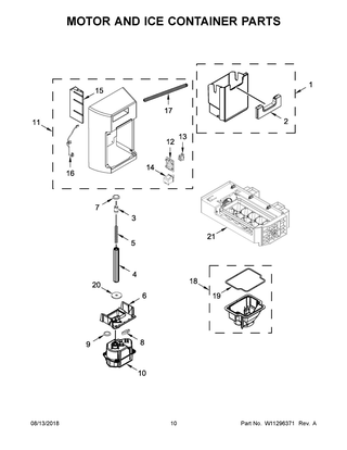 Motor And Ice Container Parts Diagram and Parts List for WRSA88FIHN00  Whirlpool Refrigerator
