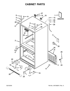 Cabinet Parts Diagram and Parts List for WRF535SWHV00  Whirlpool Refrigerator
