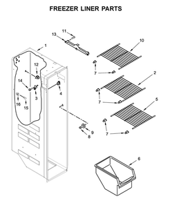 Freezer Liner Parts Diagram and Parts List for 10650049710  Kenmore Refrigerator