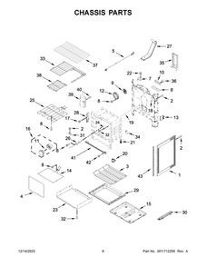Chassis Parts Diagram and Parts List for YWFE745H0FH6  Whirlpool Range