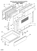 DOOR AND DRAWER Diagram and Parts List for KERI500YWH4  KitchenAid Range