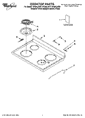 COOKTOP PARTS Diagram and Parts List for RF264LXSQ1  Whirlpool Range