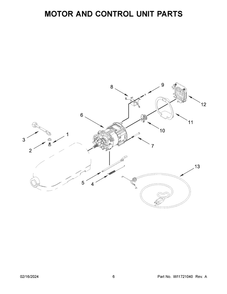 Motor And Control Unit Parts Diagram and Parts List for 5KSM95PSBBS5  KitchenAid Mixer