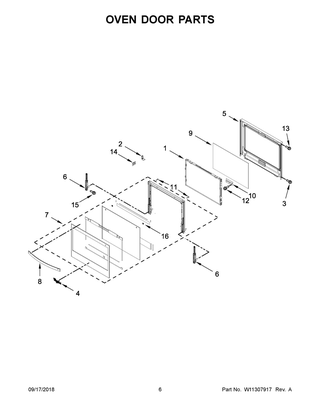 Oven Door Parts Diagram and Parts List for WOS97EC0HZ01  Whirlpool Wall Oven