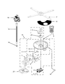 Pump, Washarm And Motor Parts Diagram and Parts List for KDTE204EPA2  KitchenAid Dishwasher