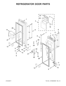 Refrigerator Door Parts Diagram and Parts List for KRFF707ESS01  KitchenAid Refrigerator