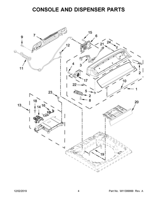 Console And Dispenser Parts Diagram and Parts List for WTW8500DW6  Whirlpool Washer