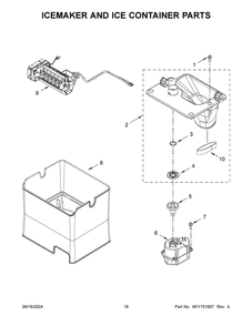 10 - Icemaker And Ice Container Parts Diagram and Parts List for WRX986SIHZ04  Whirlpool Refrigerator