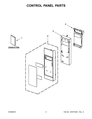 02 - CONTROL PANEL PARTS Diagram and Parts List for YWMH31017AB2  Whirlpool Microwave