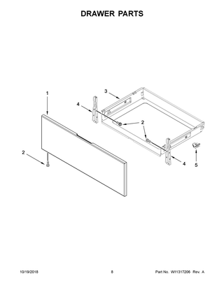 Drawer Parts Diagram and Parts List for YIES790GS0  Whirlpool Range