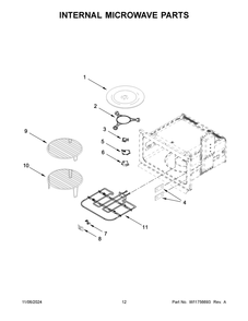 07 - Internal Microwave Parts Diagram and Parts List for JMW3430LM04  Whirlpool Microwave Oven Combo