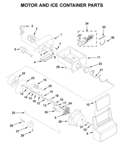 Motor And Ice Container Parts Diagram and Parts List for 10651752710  Kenmore Refrigerator