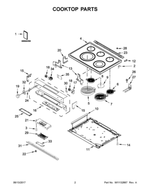 02 - COOKTOP PARTS Diagram and Parts List for KSEG700ESS2  Whirlpool Range
