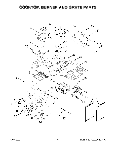 Cooktop, Burner And Grate Parts Diagram and Parts List for KFGC500JAV05  KitchenAid Range