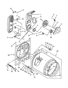 Bulkhead Parts Diagram and Parts List for 7MWGD1850EI0  Whirlpool Dryer