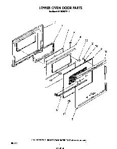 Lower Oven Door Diagram and Parts List for KEBI200TBL0  KitchenAid Wall Oven