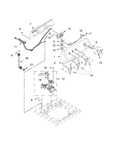 Controls And Water Inlet Parts Diagram and Parts List for 7MWTW1799BQ0  Whirlpool Washer