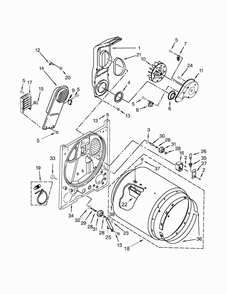 Bulkhead Parts Diagram and Parts List for WED4995EW0  Whirlpool Dryer