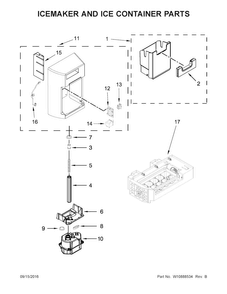 Icemaker And Ice Container Parts Diagram and Parts List for 10651769511  Kenmore Refrigerator