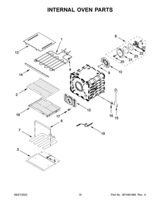 Internal Oven Parts Diagram and Parts List for KODE500EWH21  KitchenAid Wall Oven