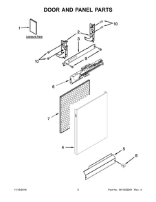 Door And Panel Parts Diagram and Parts List for 66513229N413  Kenmore Dishwasher