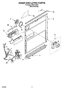 DOOR AND LATCH PARTS Diagram and Parts List for KUDL01ILBS6  KitchenAid Dishwasher
