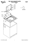 TOP AND CABINET PARTS Diagram and Parts List for 3XWTW5105SQ0  Whirlpool Washer