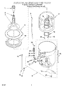 AGITATOR, BASKET AND TUB Diagram and Parts List for LCR5232DQ5  Whirlpool Washer