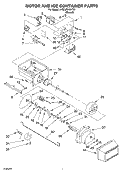 MOTOR AND ICE CONTAINER Diagram and Parts List for 4YED2FHQKT01  Whirlpool Refrigerator