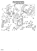 BULKHEAD PARTS Diagram and Parts List for LGR4634JQ3  Whirlpool Dryer