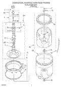 AGITATOR, BASKET AND TUB PARTS Diagram and Parts List for LSB6400LW1  Whirlpool Washer