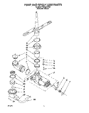 PUMP AND SPRAY ARM Diagram and Parts List for RUD4500DB0  Roper Dishwasher