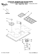 COOKTOP, BURNER AND GRATE PARTS Diagram and Parts List for GLT3657RQ02  Whirlpool Cooktop
