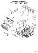 LOWER RACK PARTS Diagram and Parts List for GU3600XTRQ0  Whirlpool Dishwasher