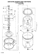 AGITATOR, BASKET AND TUB PARTS Diagram and Parts List for CAWS729MQ0  Crosley Washer