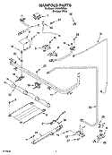 MANIFOLD PARTS Diagram and Parts List for SF303PEPQ0  Whirlpool Range