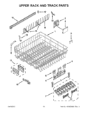 UPPER RACK AND TRACK PARTS Diagram and Parts List for KDFE454CSS0  KitchenAid Dishwasher