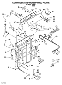 CONTROLS AND REAR PANEL PARTS Diagram and Parts List for IS43000  Inglis Washer