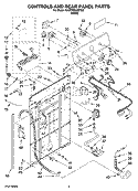 CONTROLS AND REAR PANEL PARTS Diagram and Parts List for 6AMTW5405TQ0  Whirlpool Washer
