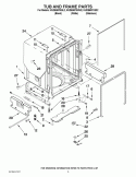 TUB AND FRAME PARTS Diagram and Parts List for KUDE60FXBL2  KitchenAid Dishwasher
