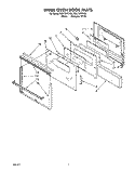 UPPER OVEN DOOR Diagram and Parts List for RB170PXYB6  Whirlpool Wall Oven