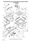 EVAPORATOR, ICE CUTTER GRID AND WATER PARTS Diagram and Parts List for KUIO18NNXS1  KitchenAid Ice Maker