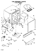 TUB ASSEMBLY PARTS Diagram and Parts List for DU811SWPU3  Whirlpool Dishwasher