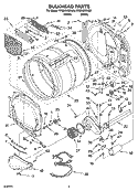 BULKHEAD PARTS Diagram and Parts List for WGD8300SB0  Whirlpool Dryer