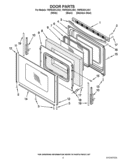 DOOR PARTS Diagram and Parts List for YWFE361LVB1  Whirlpool Range