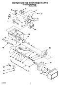 MOTOR AND ICE CONTAINER PARTS Diagram and Parts List for 3XES0GTQNL00  Whirlpool Refrigerator