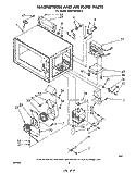 MAGNETRON AND AIR FLOW Diagram and Parts List for MW3200XM0  Whirlpool Microwave