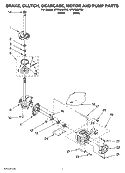 BRAKE, CLUTCH, GEARCASE, MOTOR AND PUMP PARTS Diagram and Parts List for WTW5900TB0  Whirlpool Washer